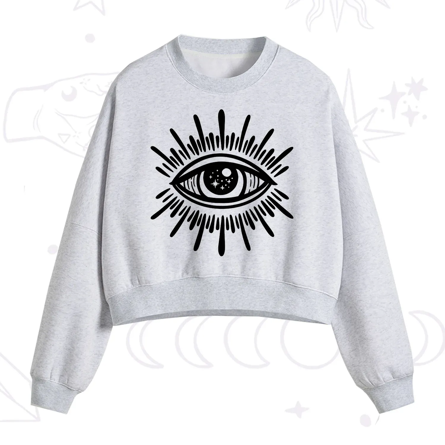 Purplehecate Evil Eye Fleece Cropped Sweatshirt