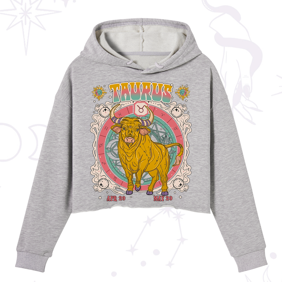 Purplehecate Taurus Cosmic Zodiac  Crop Hoodie