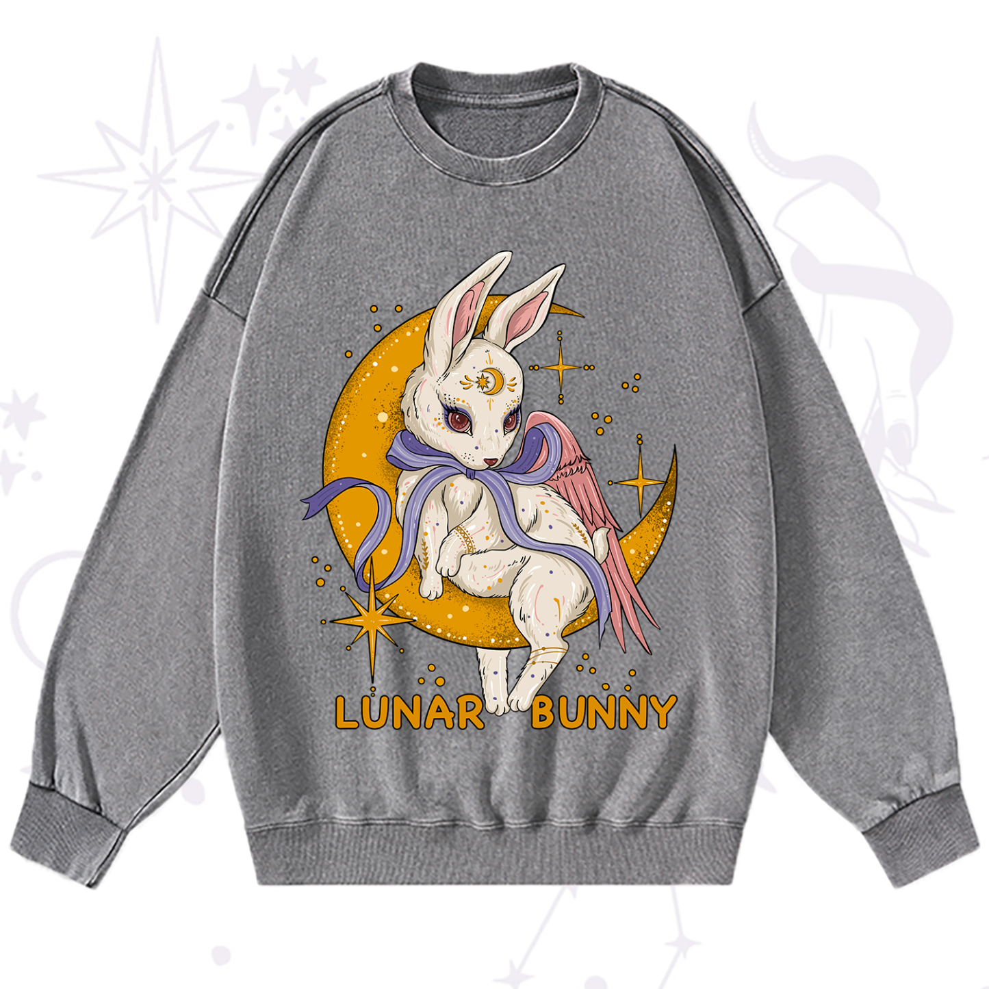Purplehecate Lunar Bunny Easter Washed Sweatshirt