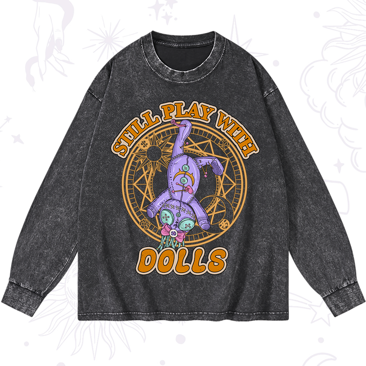 Purplehecate Still Plays With Dolls Washed Long Sleeve Shirt