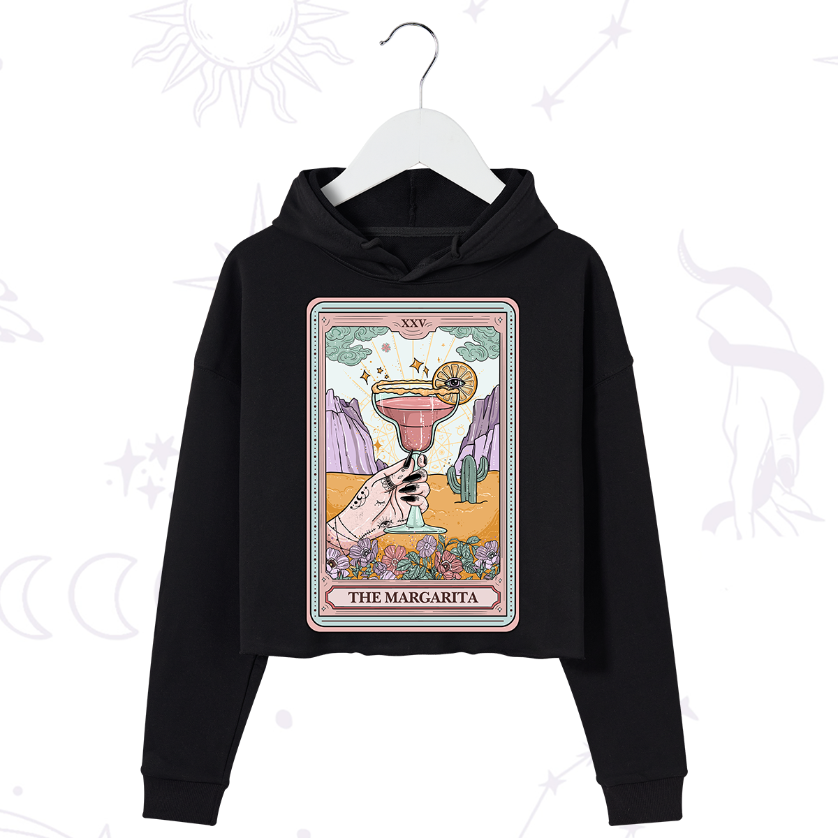 Purplehecate The Margarita Tarot Card Crop Hoodie