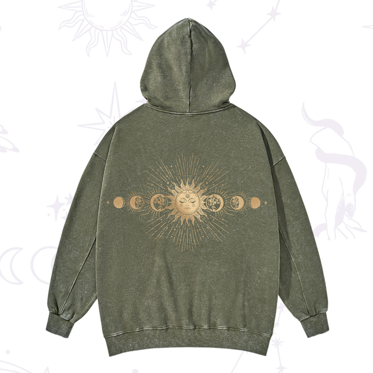 Purplehecate Mystical Moon And Sun Washed Hoodie