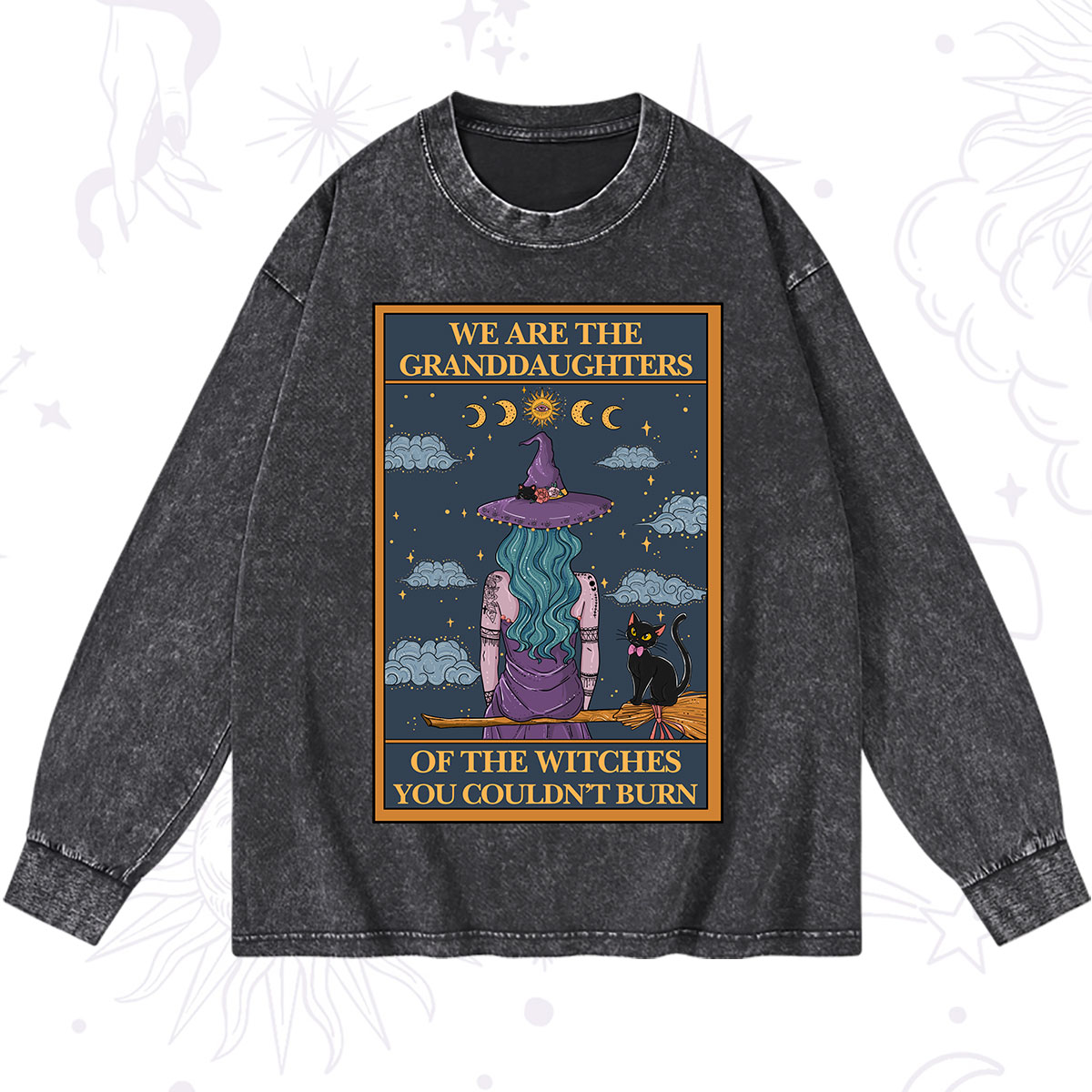Purplehecate The Witches You Couldn't Burn Oracle Card Washed Long Sleeve Shirt