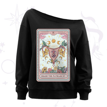 Purplehecate The Smash the Patriarchy Tarot Off The Shoulder Sweatshirt