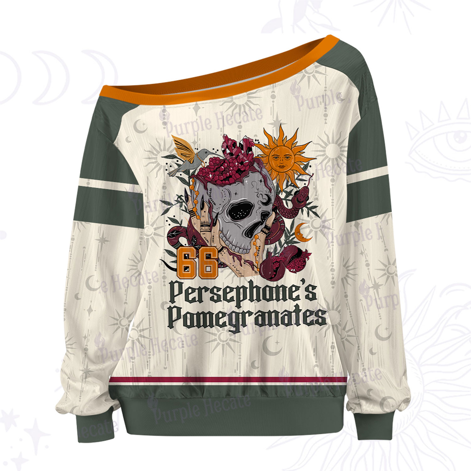 Purplehecate Persephone's Pomegranates Off The Shoulder Graphic Jersey
