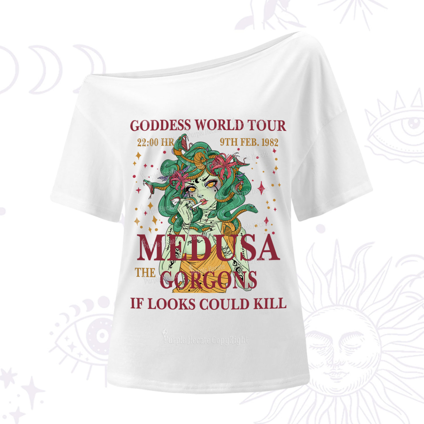 Purplehecate Medusa The Gorgons One-Shoulder T-Shirt