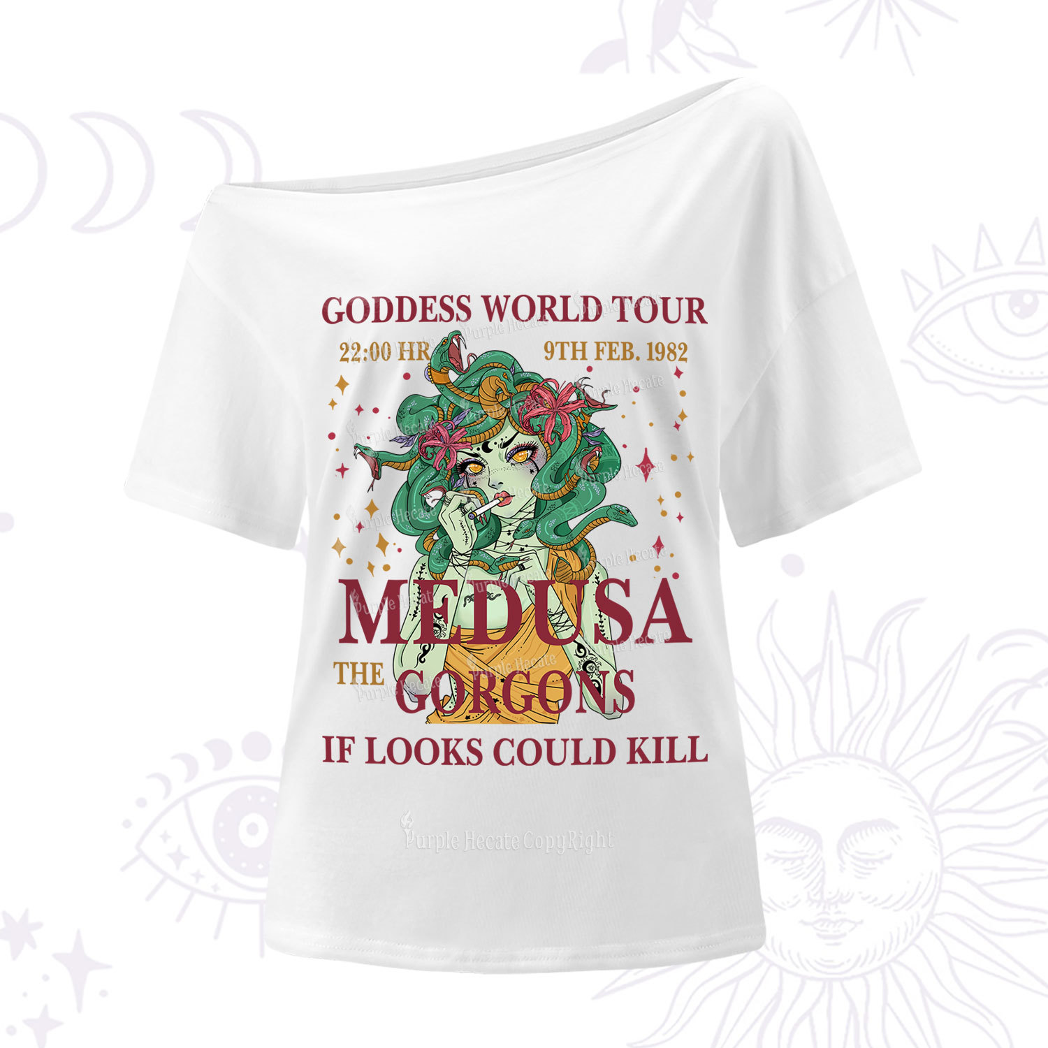 Purplehecate Medusa The Gorgons One-Shoulder T-Shirt