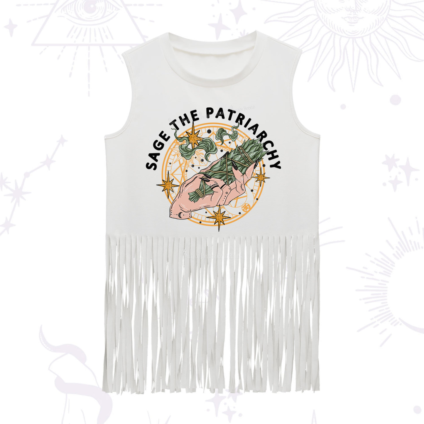 Purplehecate Sage The Patriarchy Fringe Tank Top