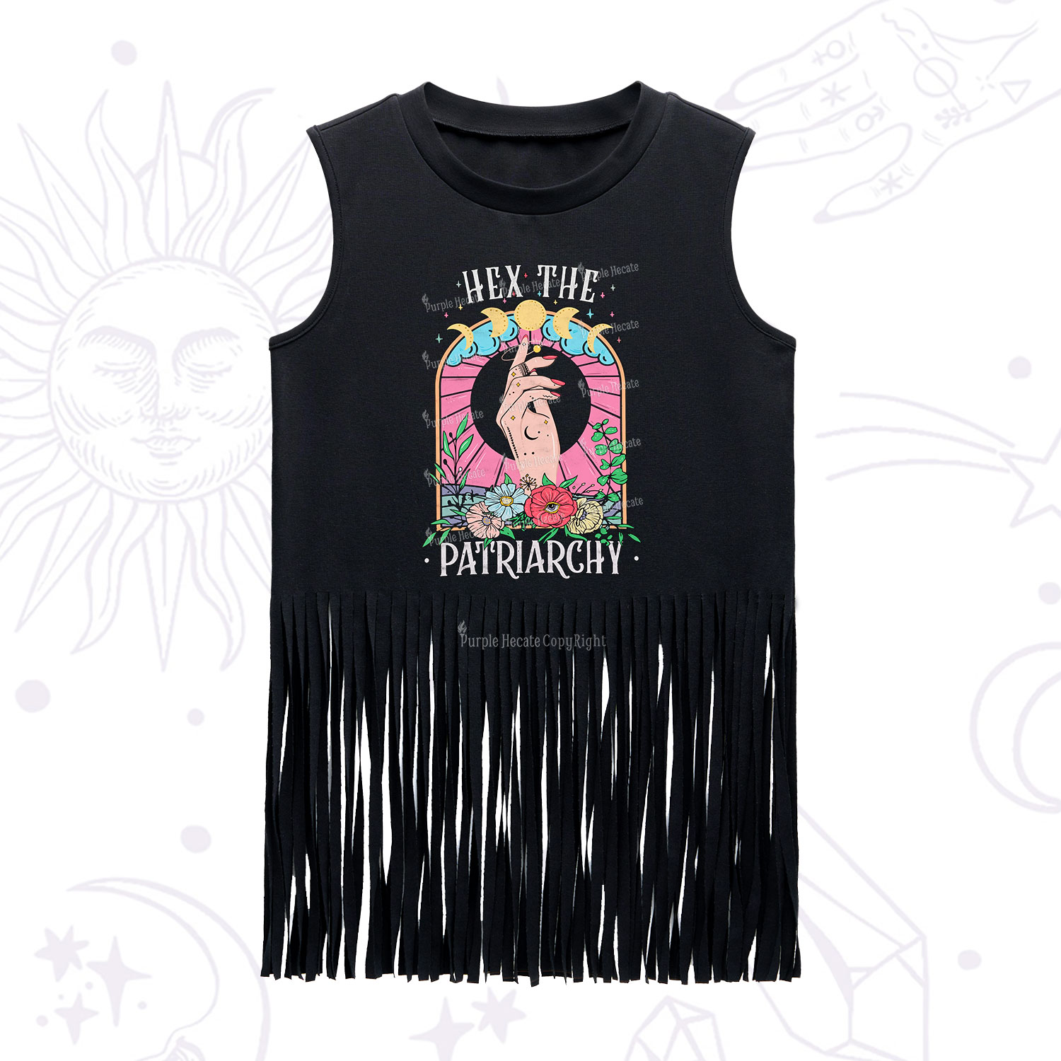 Purplehecate Hex The Patriarchy Fringe Tank Top