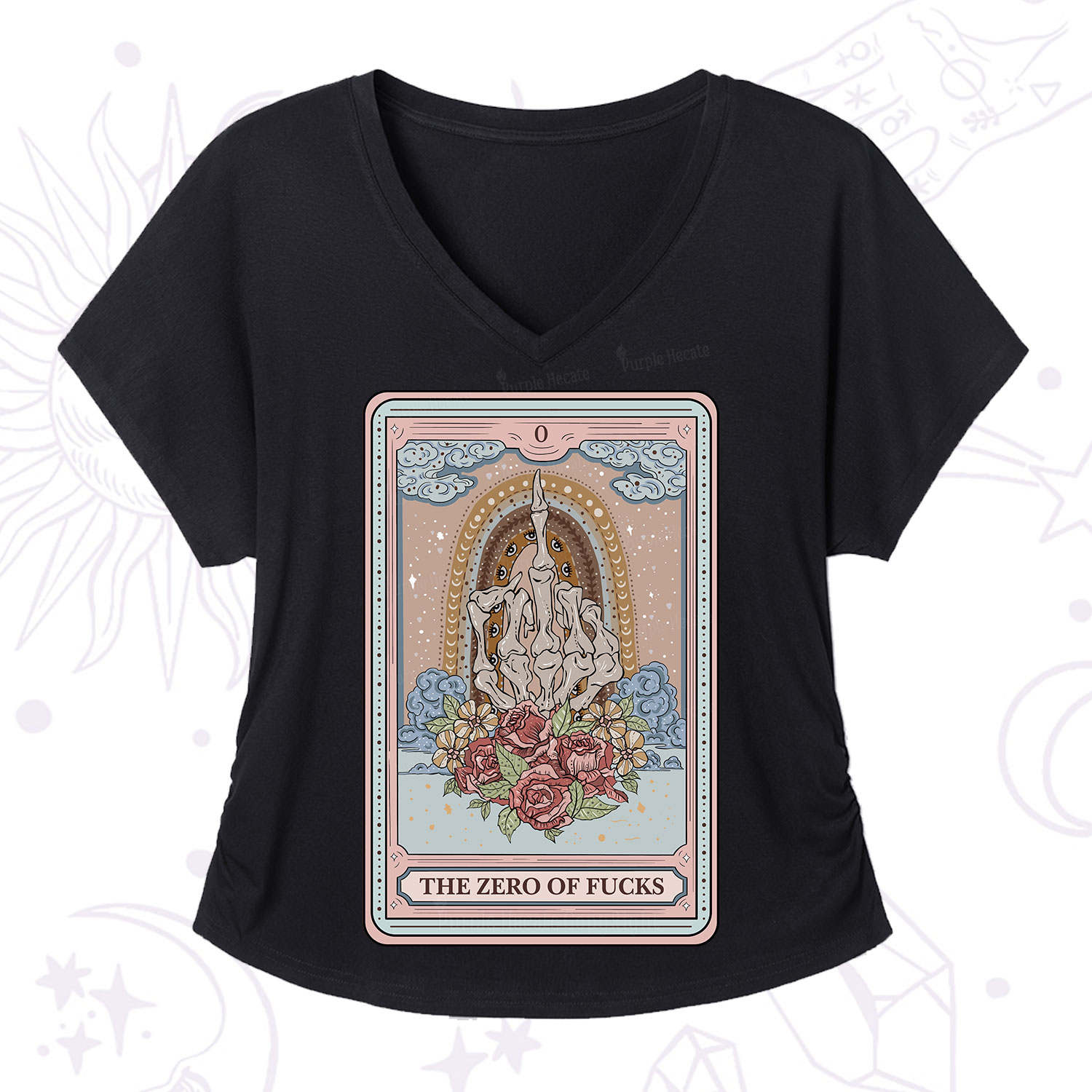Purplehecate The Zero Of Fucks Tarot V-Neck T-Shirt