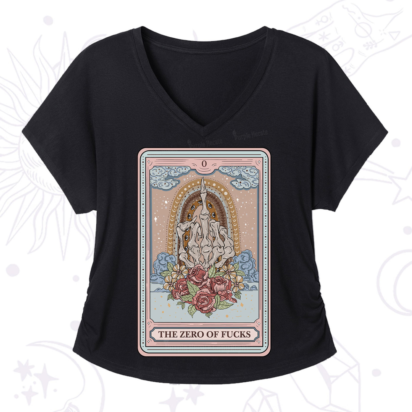 Purplehecate The Zero Of Fucks Tarot V-Neck T-Shirt