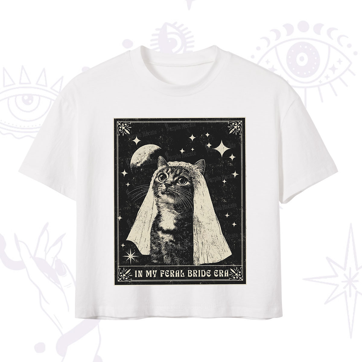 Purplehecate Cat In My Feral Bride Era Bachelorette Crop T-Shirt