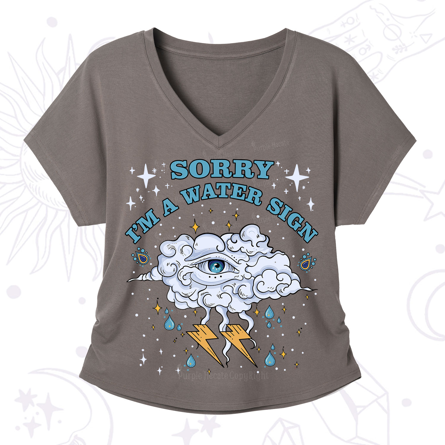 Purplehecate Sorry I'm A Water Sign V-Neck T-Shirt