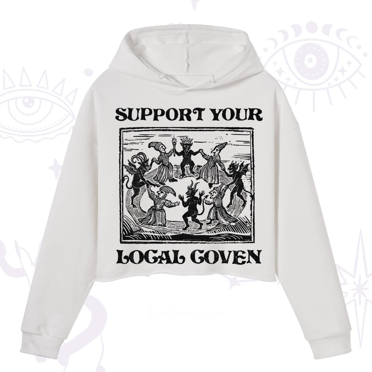 Purplehecate Support Your Local Coven Crop Hoodie
