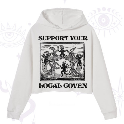 Purplehecate Support Your Local Coven Crop Hoodie