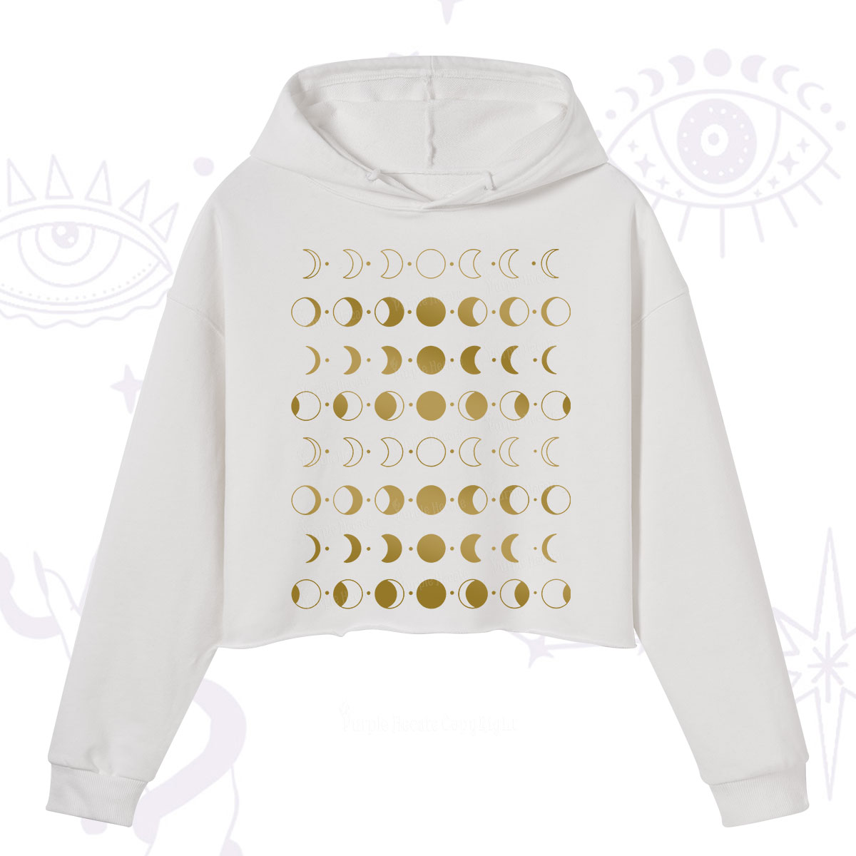 Purplehecate Phases Of Moon Crop Hoodie