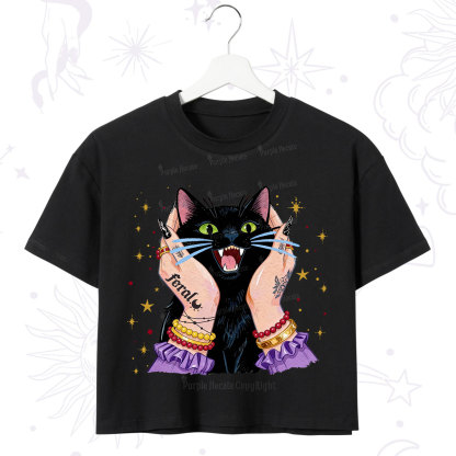 Purplehecate Feral Cat Magic Crop T-Shirt