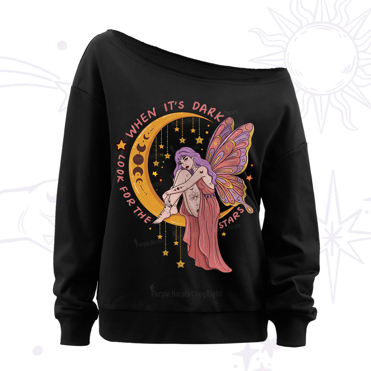 Purplehecate Look For The Stars Off The Shoulder Sweatshirt