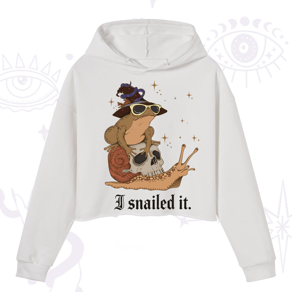 Purplehecate I Snailed It Crop Hoodie