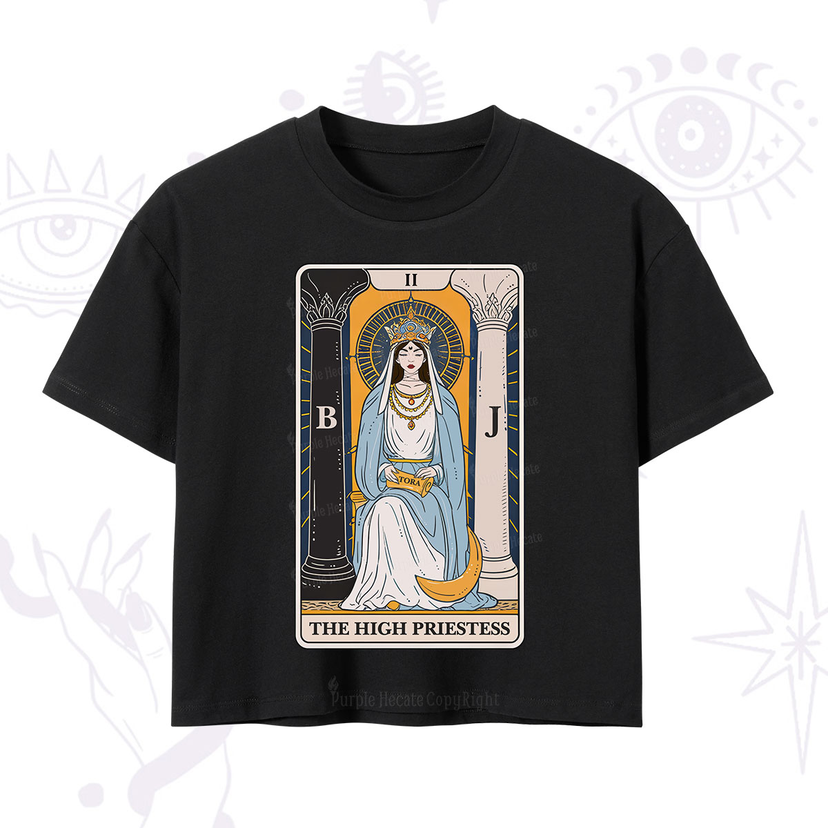 Purplehecate The High Priestess Tarot Card Crop T-Shirt
