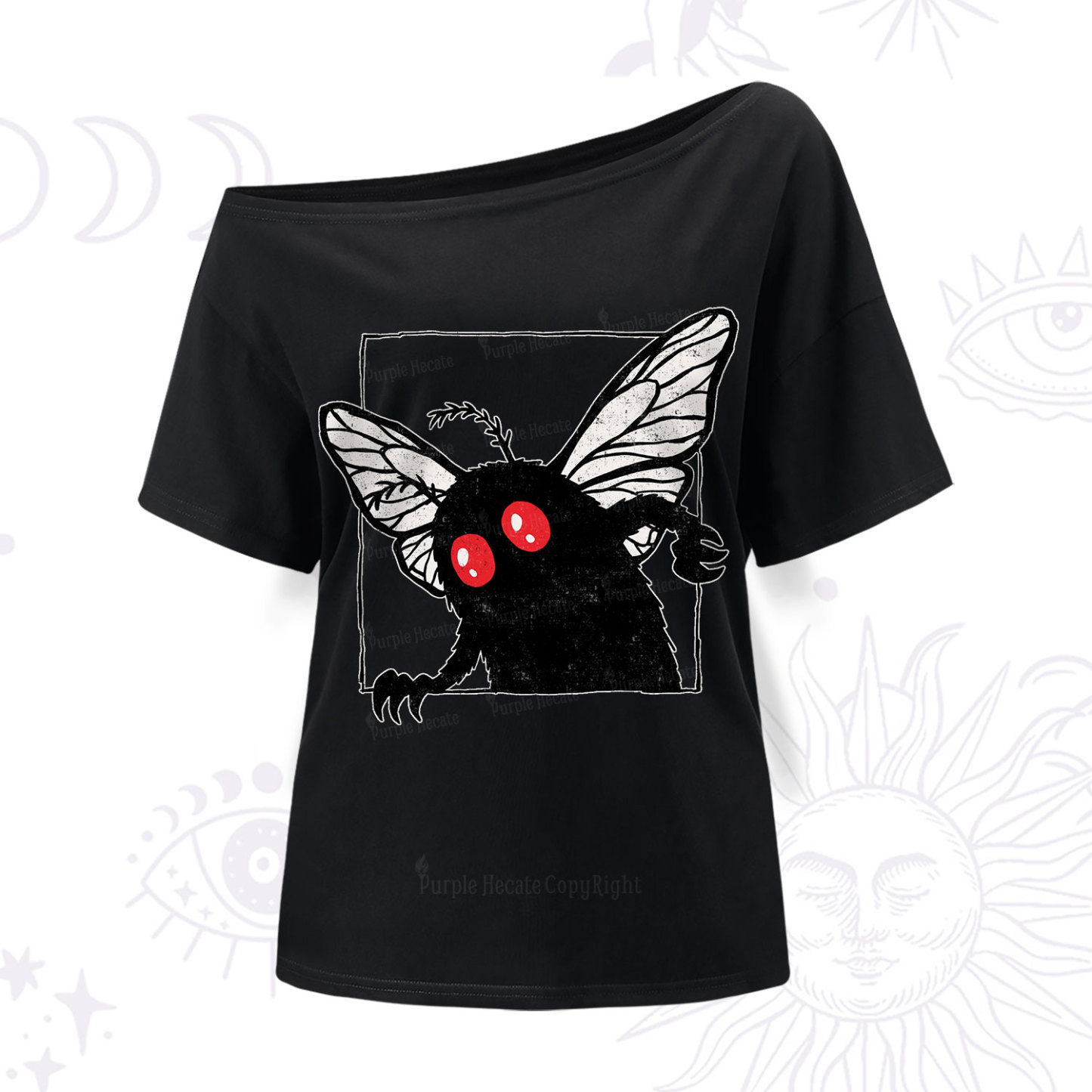 Purplehecate The Curious Mothman One Shoulder T-Shir