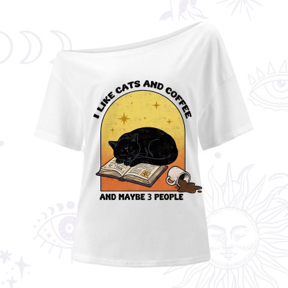 Purplehecate I Like Cats And Coffee One Shoulder T-Shirt