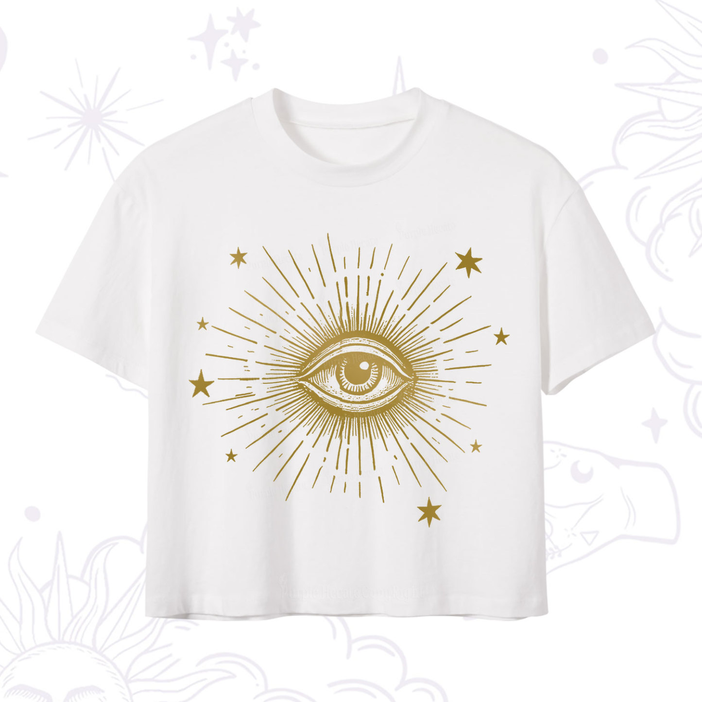 Purplehecate Celestial Eye with Stars Crop T-Shirt