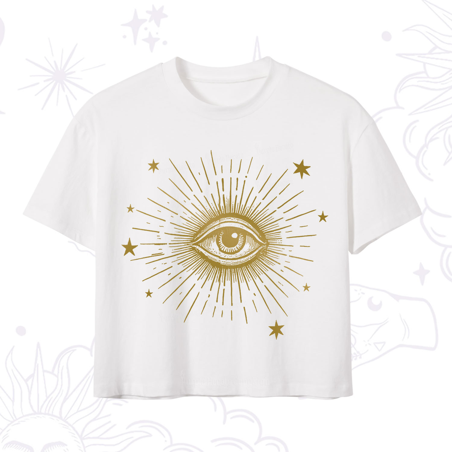 Purplehecate Celestial Eye with Stars Crop T-Shirt