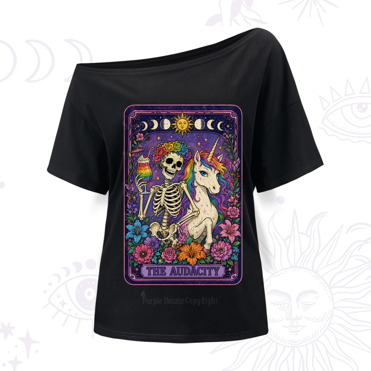 Purplehecate The Audacity Tarot Pride Rainbow One Shoulder T-Shirt