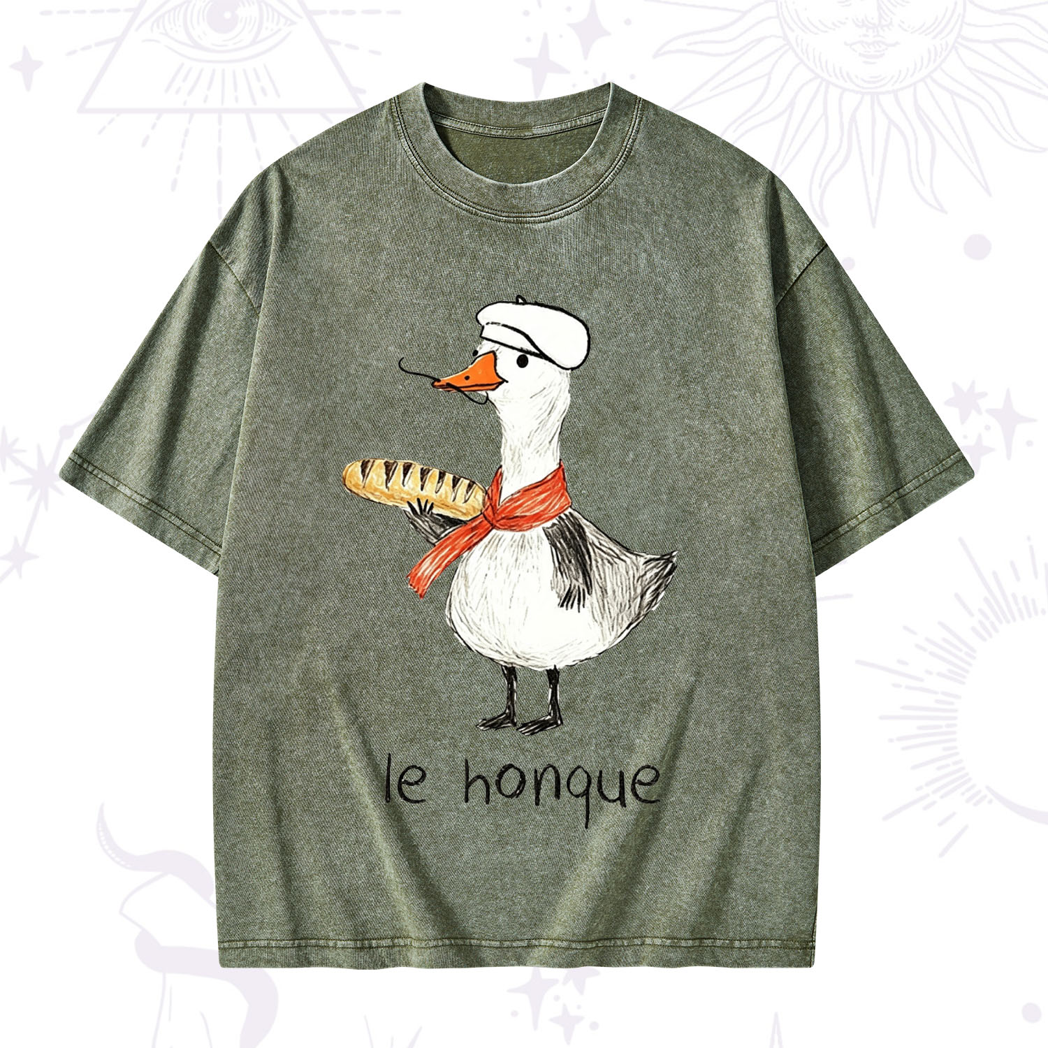 Purplehecate Funny French Goose Washed T-Shirt