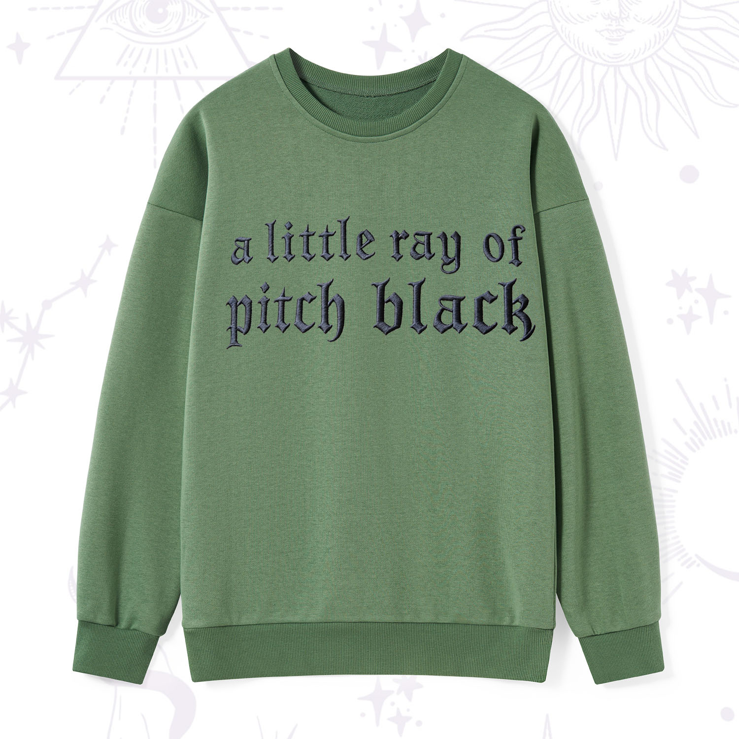 Purplehecate A Little ray of Pitch Black Embroidered Sweatshirt