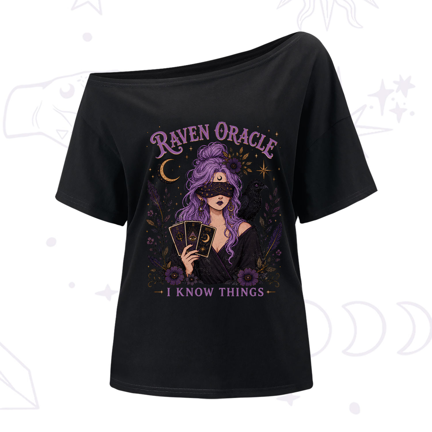 Purplehecate Raven Oracle I Know Things Witchy One Shoulder T-Shirt