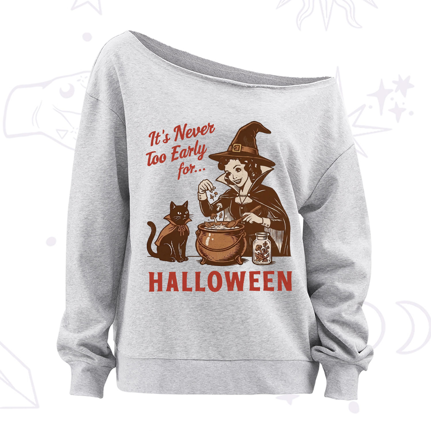 Purplehecate Never too Early for Halloween Off The Shoulder Sweatshirt