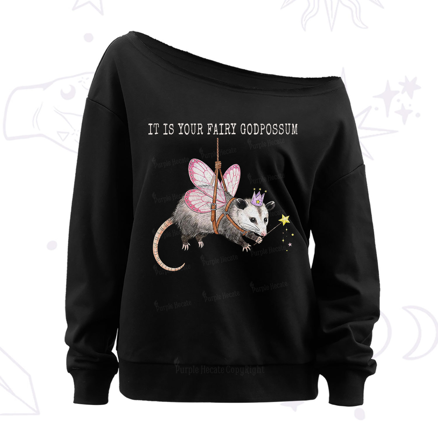 Purplehecate It Is Your Fairy Godpossum Off The Shoulder Sweatshirt