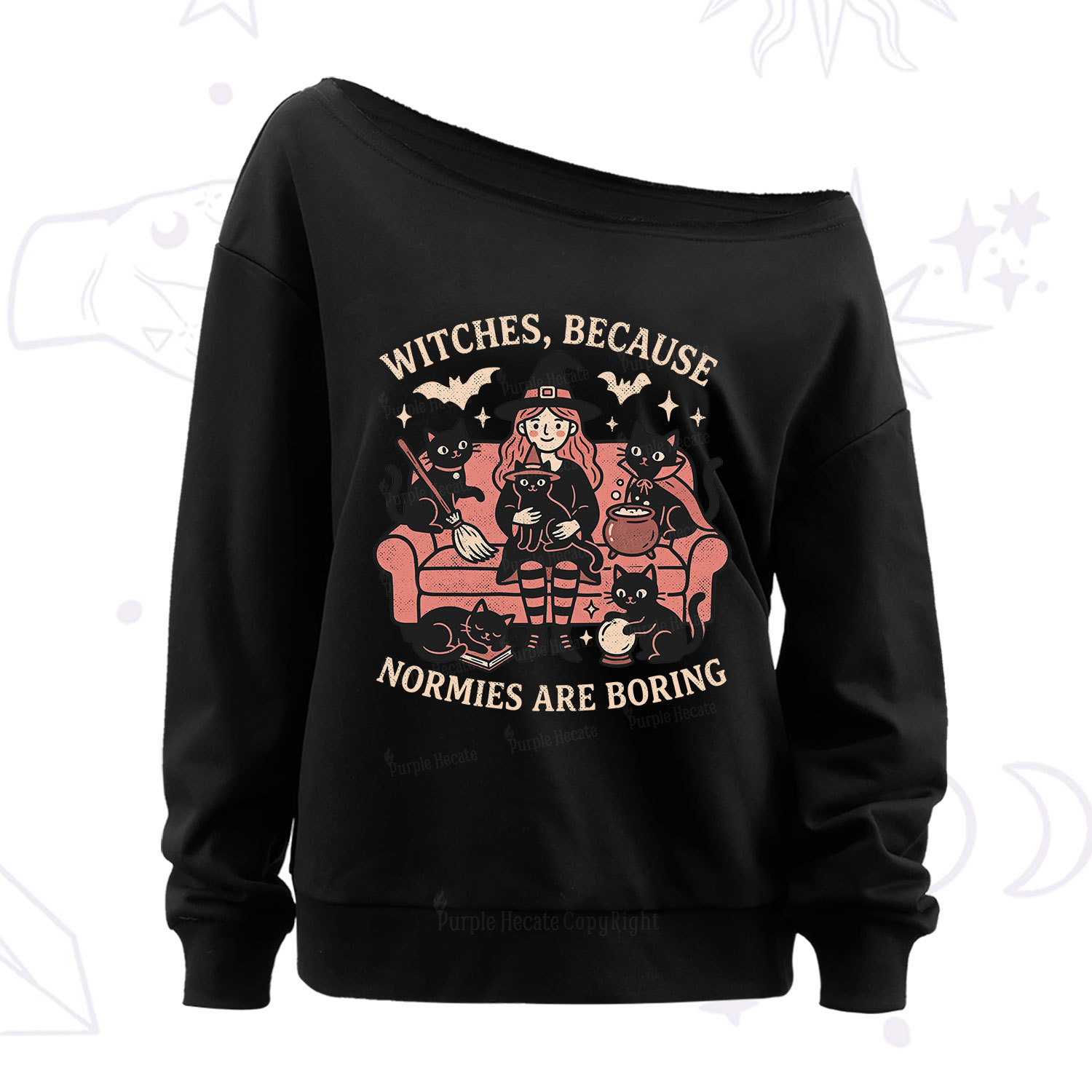 Purplehecate Witches Because Normies Are Boring Off The Shoulder Sweatshirt