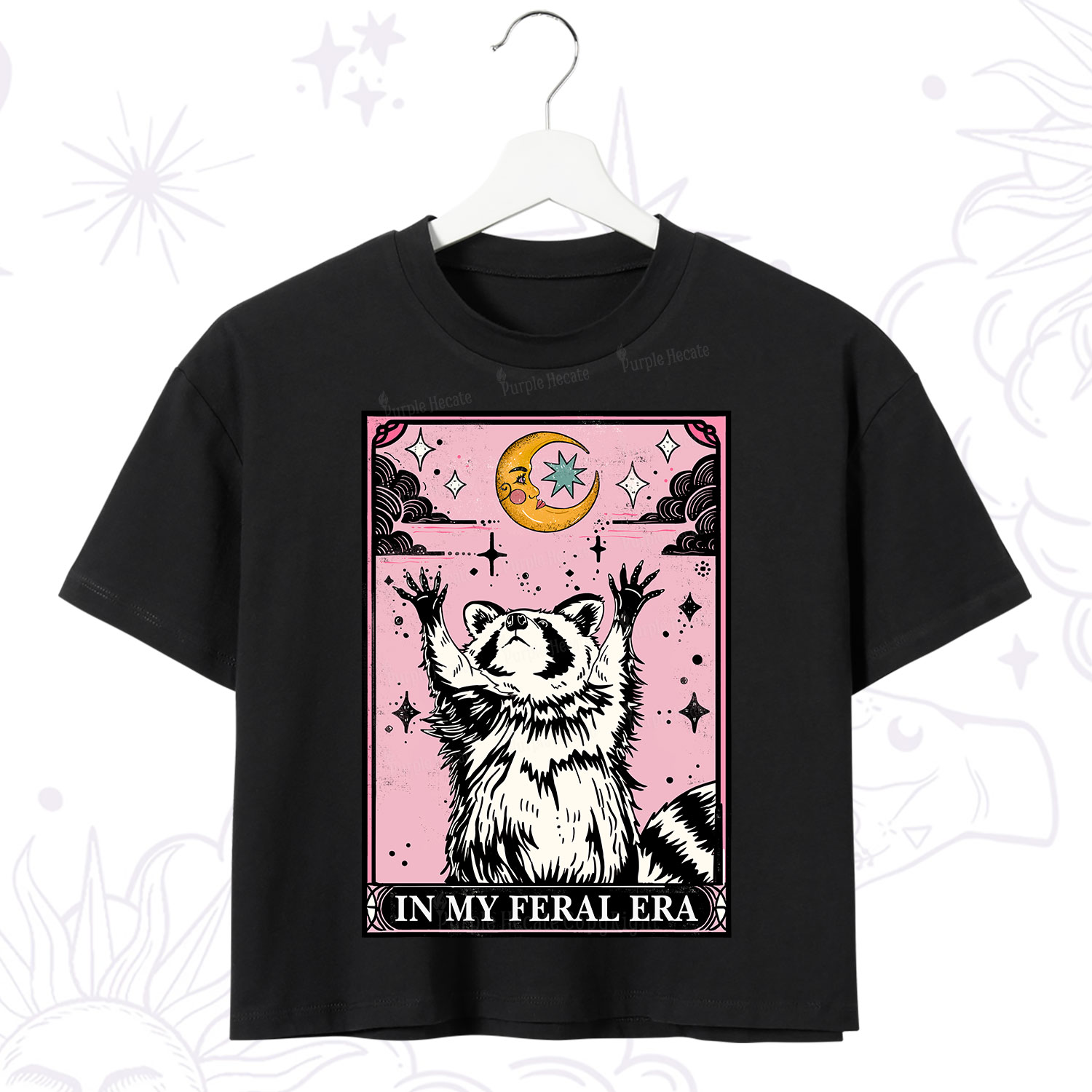 Purplehecate The In My Feral Era Tarot Raccoon Crop T-Shirt
