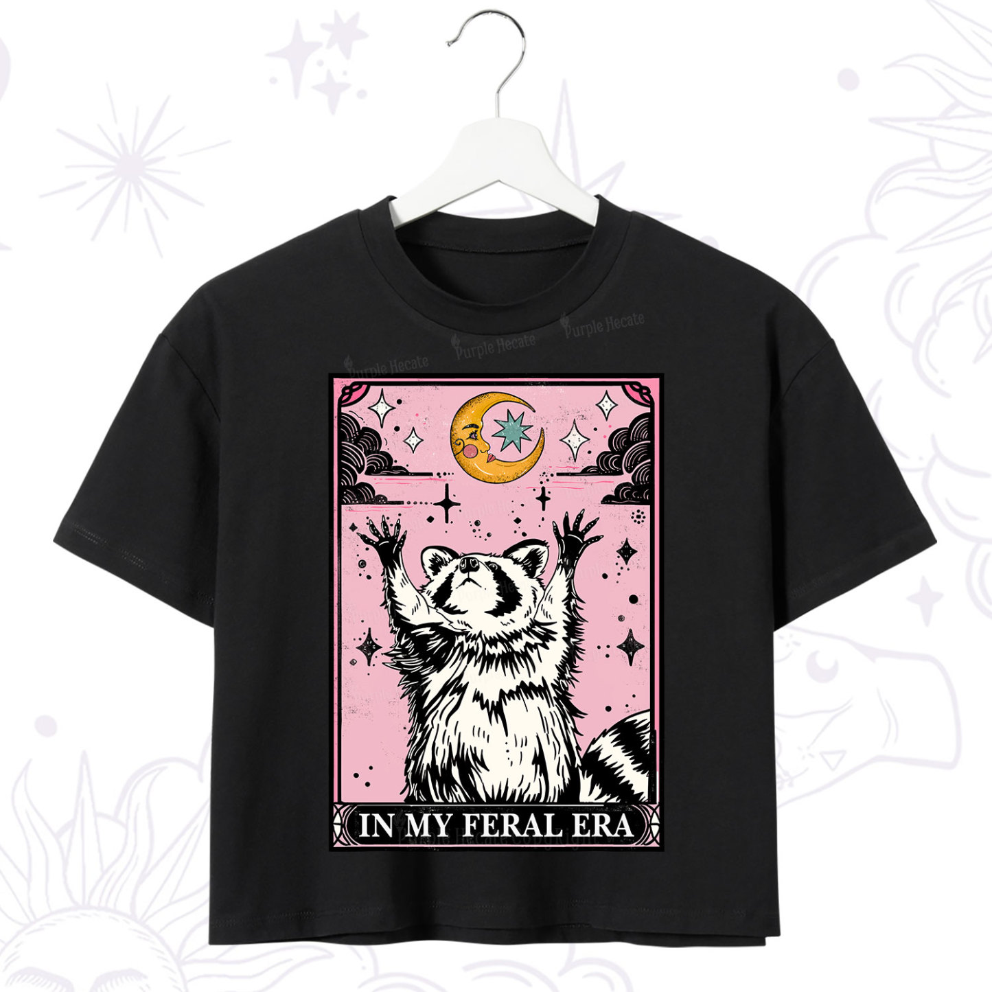 Purplehecate The In My Feral Era Tarot Raccoon Crop T-Shirt