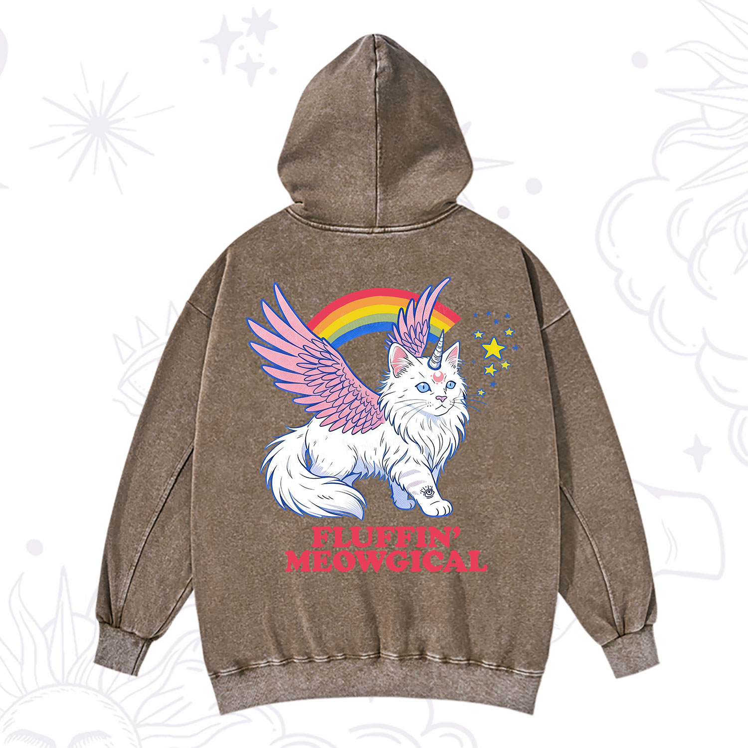 Purplehecate Fluffin Meowgical Washed Hoodie
