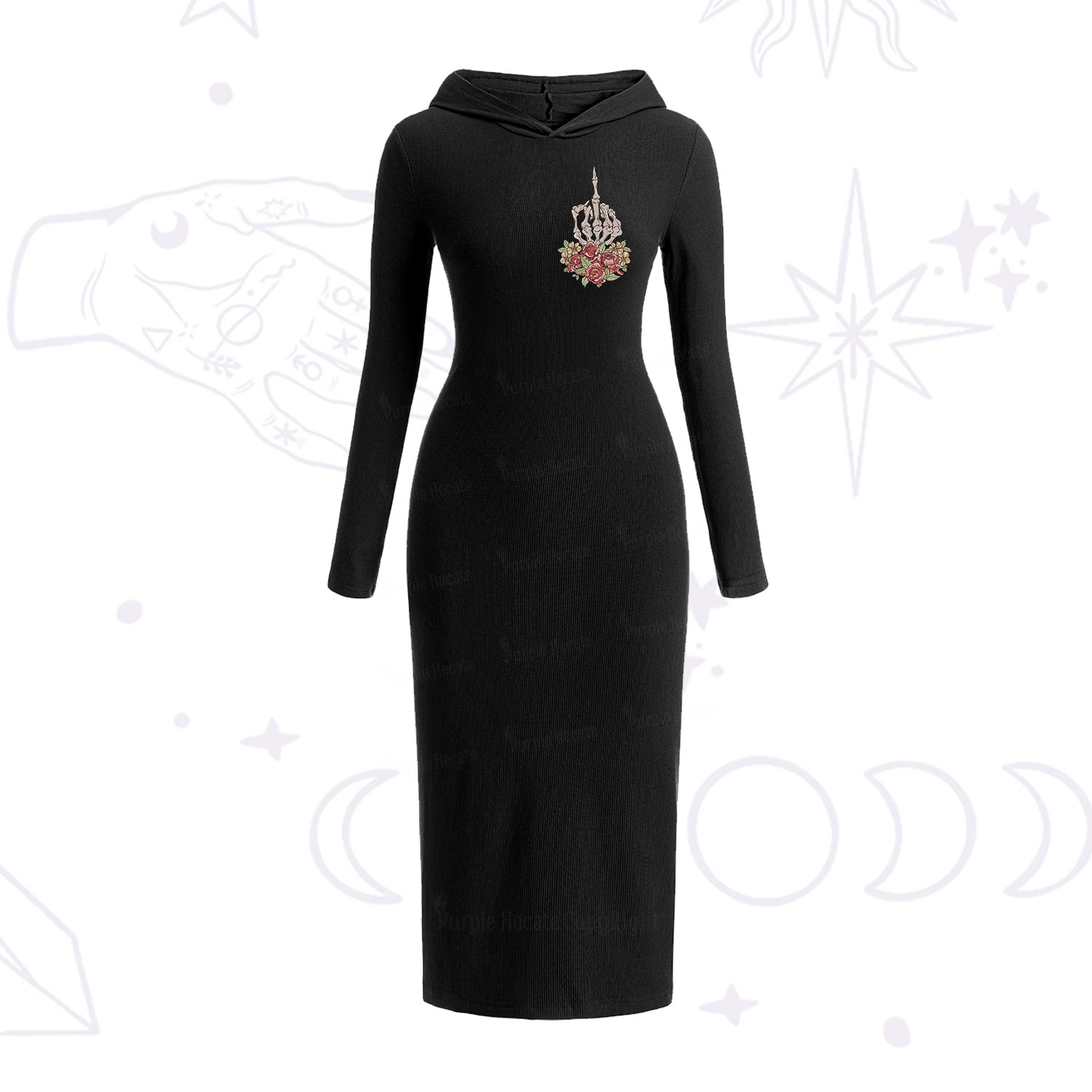 Purplehecate The Zero Of Fucks Tarot Hooded Knit Dress