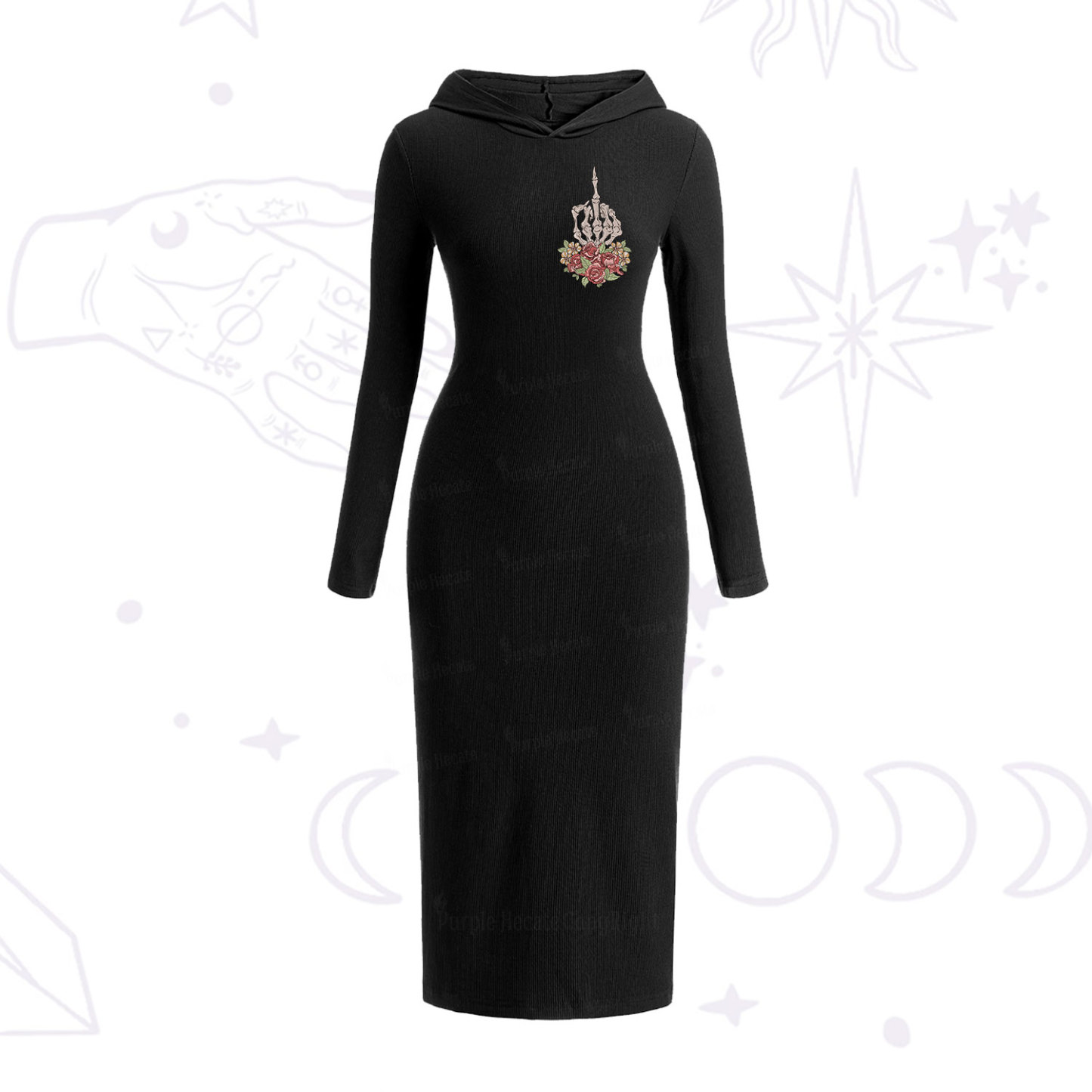 Purplehecate The Zero Of Fucks Tarot Hooded Knit Dress