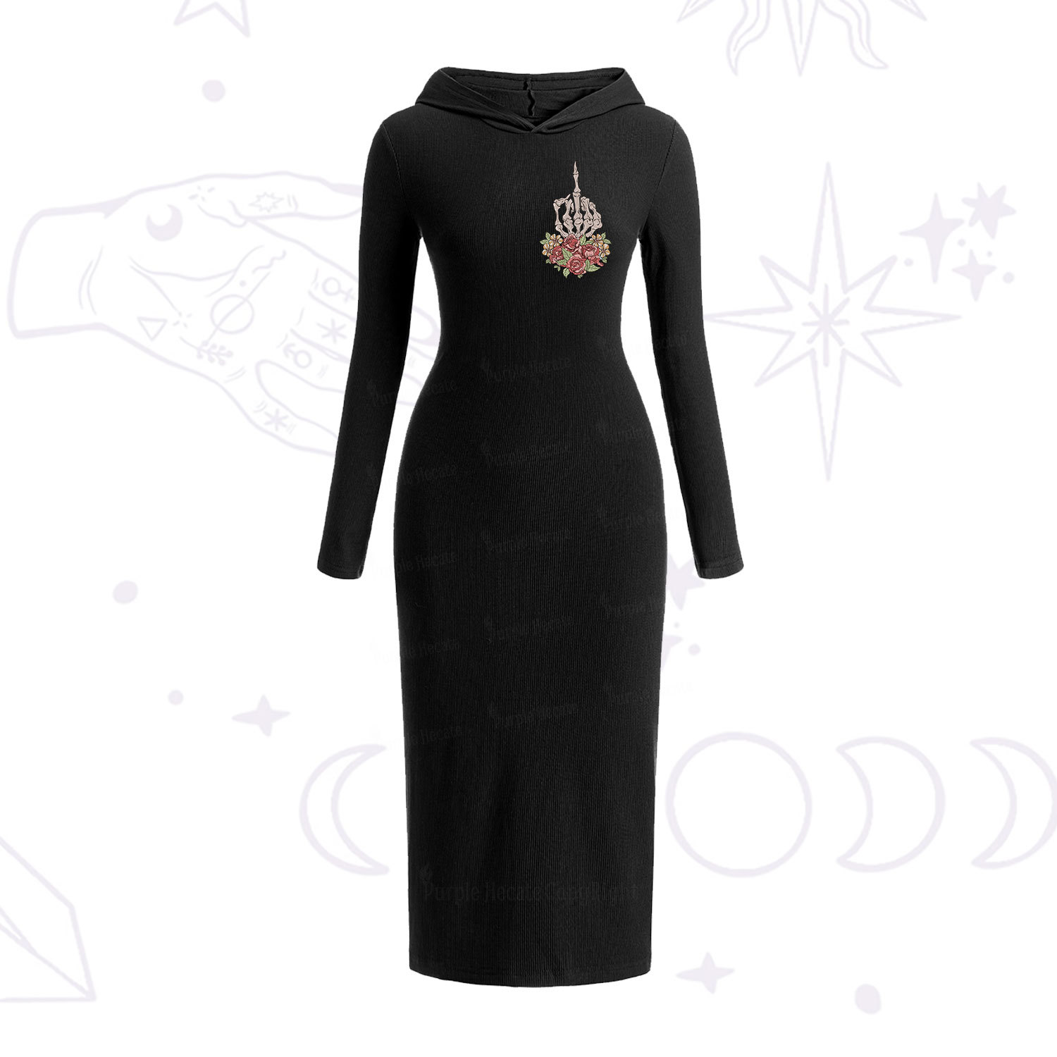 Purplehecate The Zero Of Fucks Tarot Hooded Knit Dress