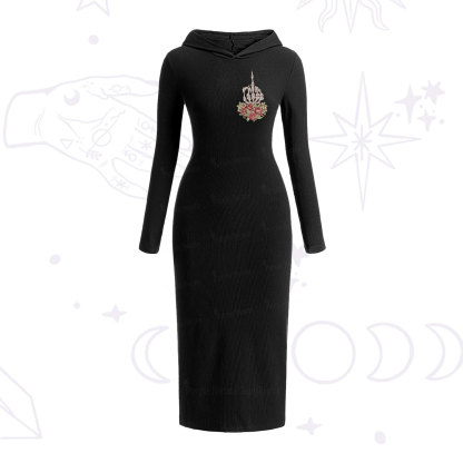 Purplehecate The Zero Of Fucks Tarot Hooded Knit Dress