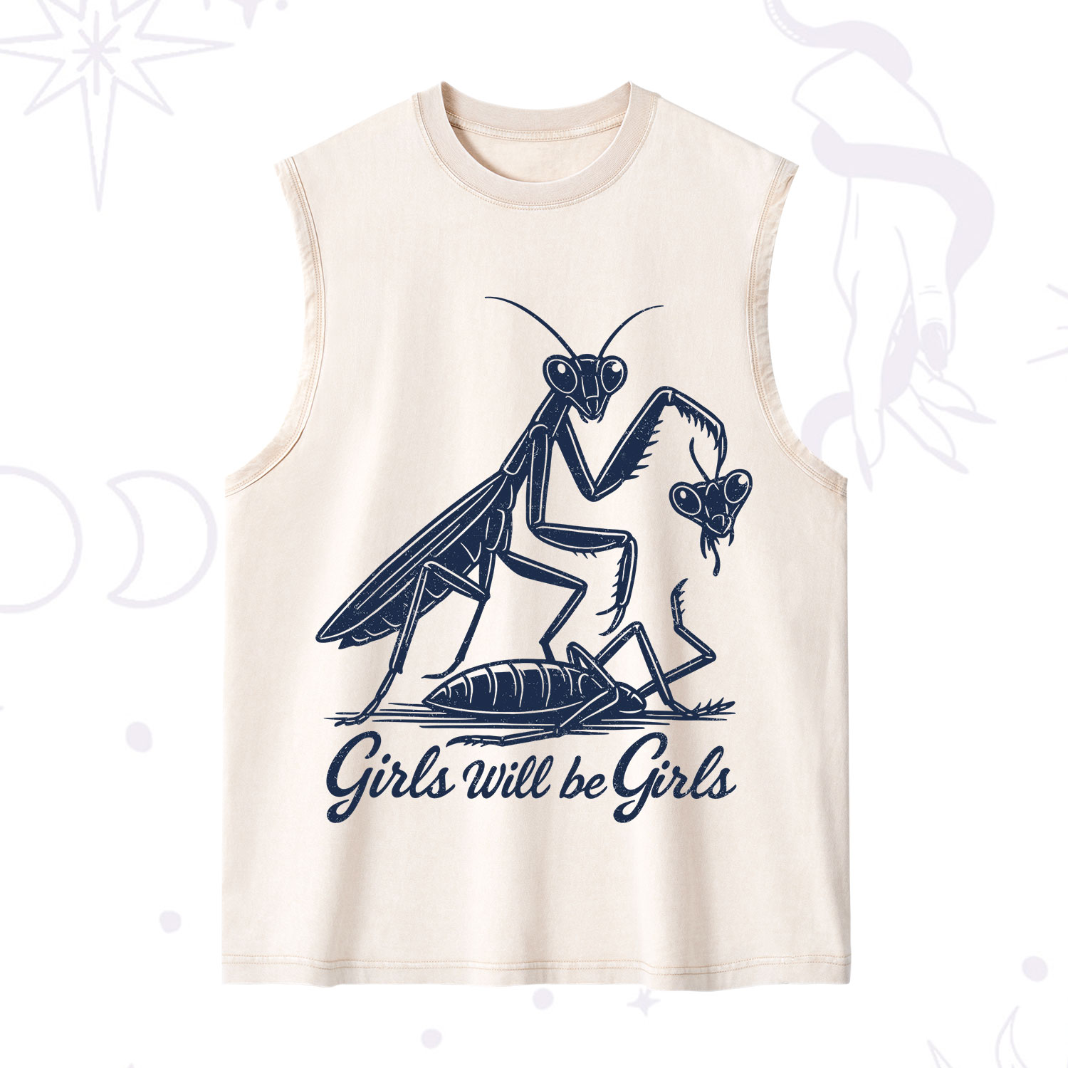 Purplehecate Girls Will Be Girls Praying Mantis Washed Tank