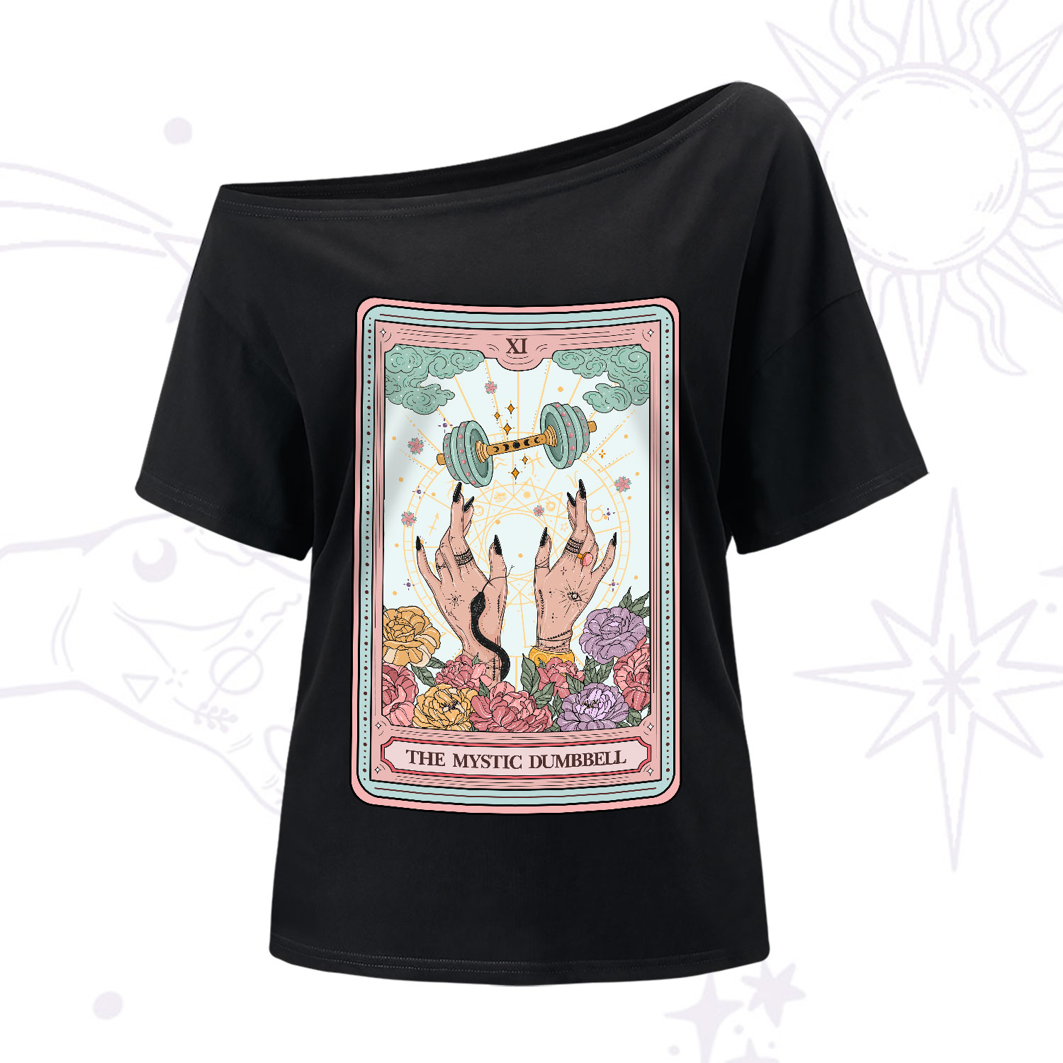 Purplehecate The Mystic Dumbbell Tarot One-Shoulder T-Shirt