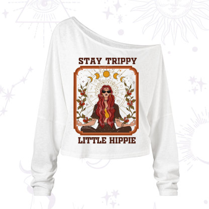 Purplehecate Stay Trippy Little Witchy Hippie Shoulder Long Sleeve Shirt