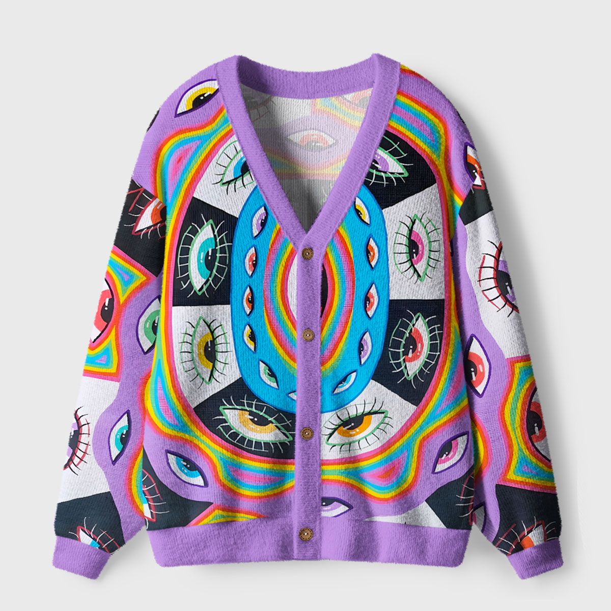 Purplehecate Cosmic Vision Kaleidoscope Ugly Cardigan Sweaters