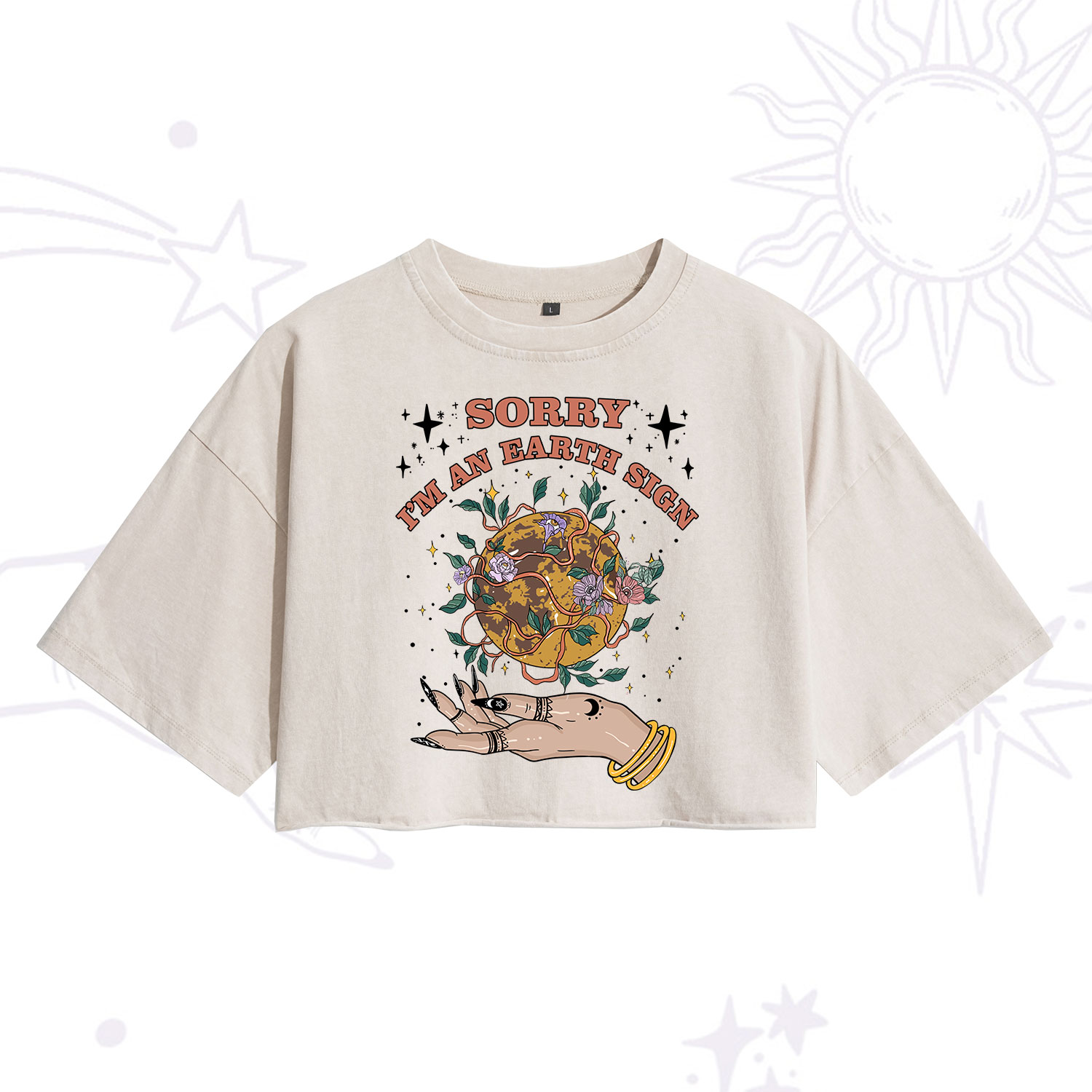 Purplehecate Sorry I'm A Earth Sign Washed Cropped T-Shirt