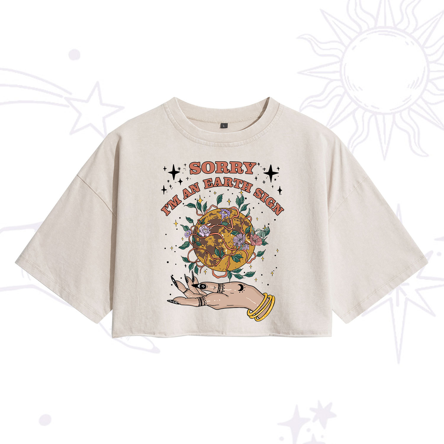 Purplehecate Sorry I'm A Earth Sign Washed Cropped T-Shirt