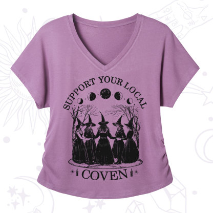 Purplehecate Support Your Local Coven V-Neck T-Shirt