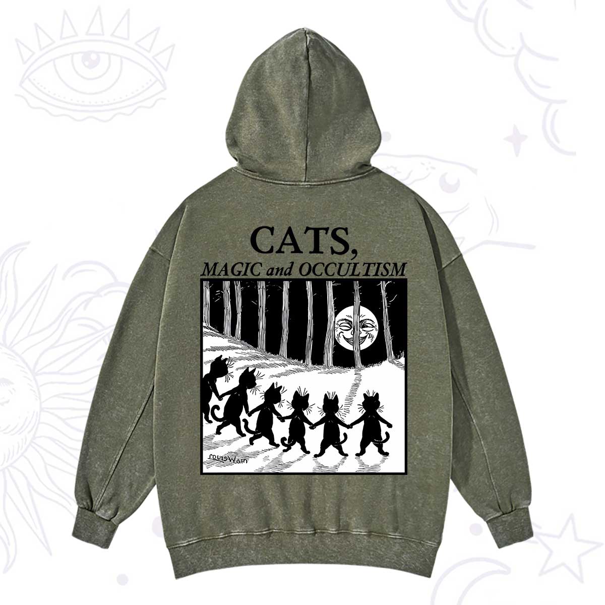 Purplehecate Cats Magic And Occultism Washed Hoodie
